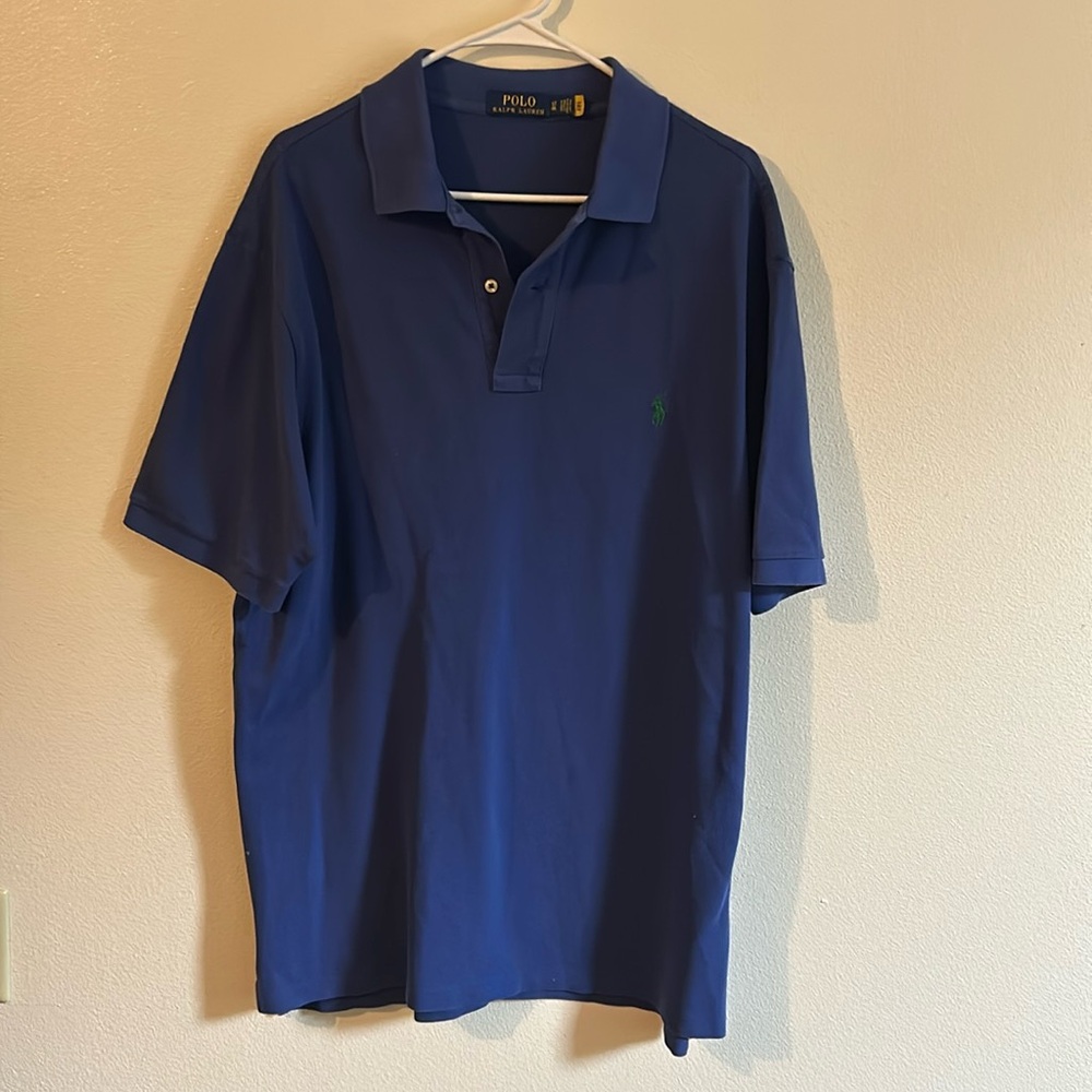 Polo Ralph Lauren Men's Lauren Royal Blue Short Sleeve Green Logo Shirt.Size: LT